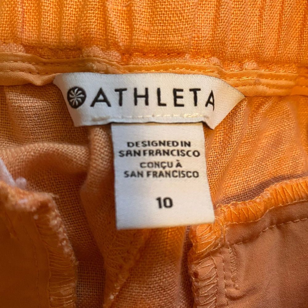 ATHLETA woman's size 10 Cabo linen peach drawstring jogger lightweight pants - Picture 12 of 13